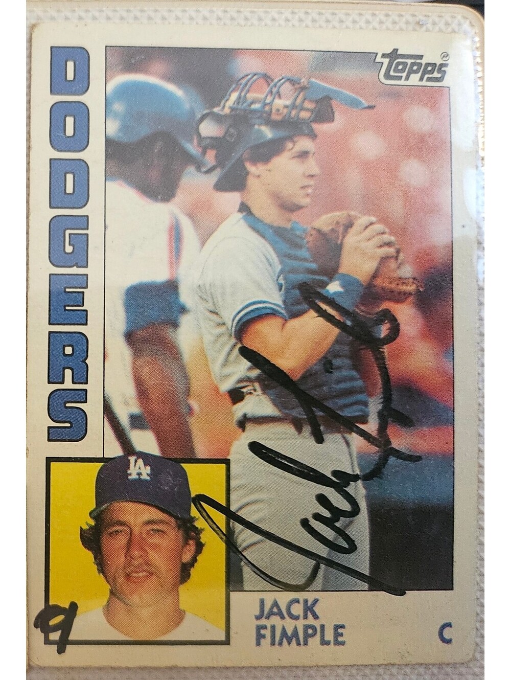 JACK FIMPLE hand Signed 1984 Topps Card autograph DODGERS
